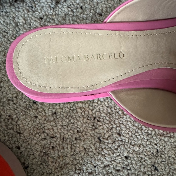 Paloma Barcelo Pink Mules with Orange Soles - Picture 4 of 6